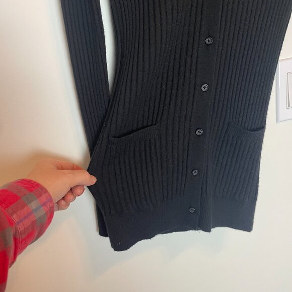 VINCE Cashmere Ribbed Tight Fit V-Neck Cardigan Sweater \\ M - Picture 5 of 12